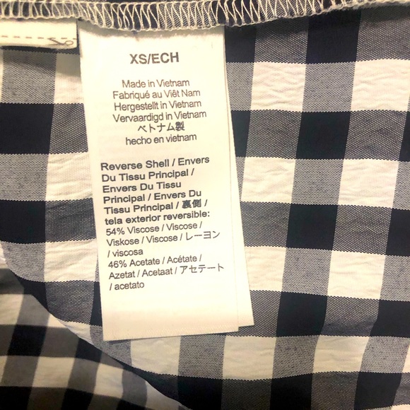 J.Crew Navy Blue & White Checkered Blouse-XS - Picture 5 of 6
